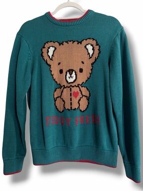 Teddy Fresh Teddy Bear Sweater Teal Size XS